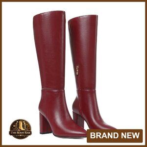 Knee High Boots Chunky Heel Wide Calf Pointed Toe Zipper Dress Shoes